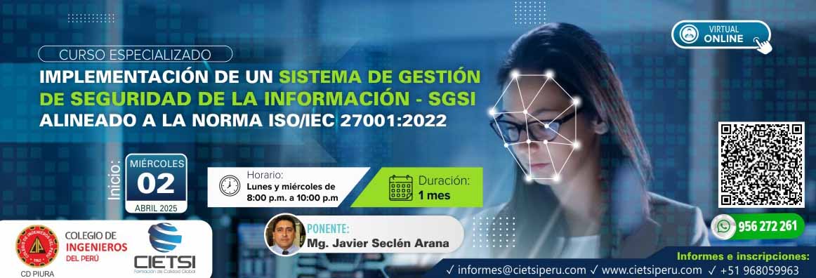 curso especializado implementaciOn del sistema de gestiOn de seguridad de la informaciOn   sgsi alineado a la norma iso 27001
